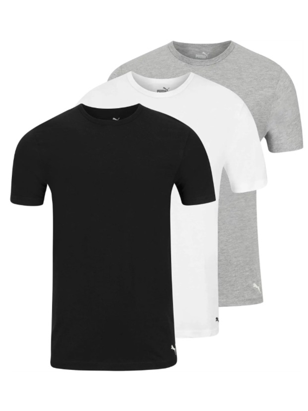 Puma Men’s Short Sleeve Tees - White & Gray and navy - 3 pack
